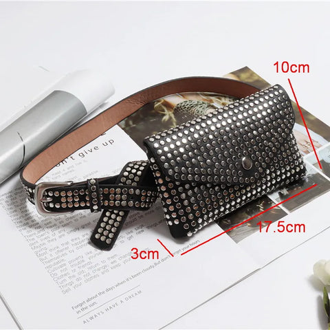 Rivet Luxury Designer Small Women Waist Bag for  Phone, wallet, make-up kit. Pouch Punk Belt Bag Ladies Party Purse: Evening/Day Clutches