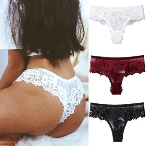 Sexy Black Lace Panties Women Low-waist Underwear, Ladies G String Breathable Lingerie Temptation Embroidery Intimates