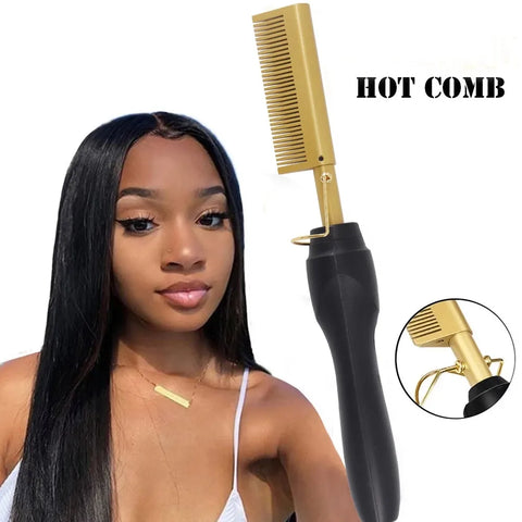 2 in 1  Electric Hot Heating Comb Hair Straightener Curler/ Wet  or Dry Hair Iron /Styling Tool