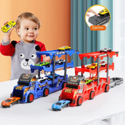 Car Ejection Folding Truck Container Racing Playset For Kid Toy