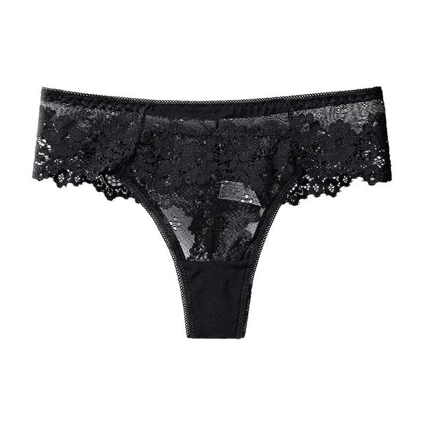 Sexy Black Lace Panties Women Low-waist Underwear, Ladies G String Breathable Lingerie Temptation Embroidery Intimates