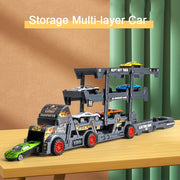 Car Ejection Folding Truck Container Racing Playset For Kid Toy