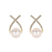 Metal Fashion Pearl Sparkling Zircon Cuff Clip Earrings