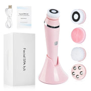 Electric Facial Cleansing Brush with 4 Face Cleaning Brush Heads Waterproof 3 modes skincare