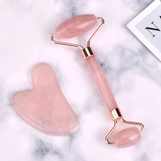 Rose Quartz Gua Sha Facial Scraping Face Massage Tool