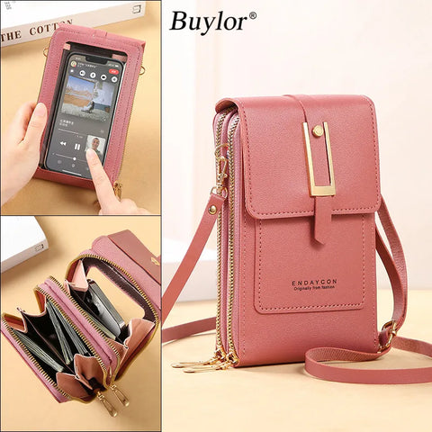 Women's Soft Leather Touch Screen Mobile Bags Wallets