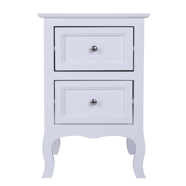 Country Style Two-Tier Night Table Large Size White