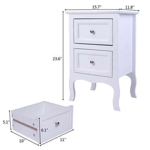 Country Style Two-Tier Night Table Large Size White